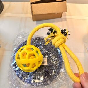 Dog Slow feeding Bowl and Rope Ball Toy NEW